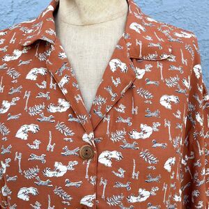 Vintage 90s Blouse Animal Novelty Print Size 10 secertary geek